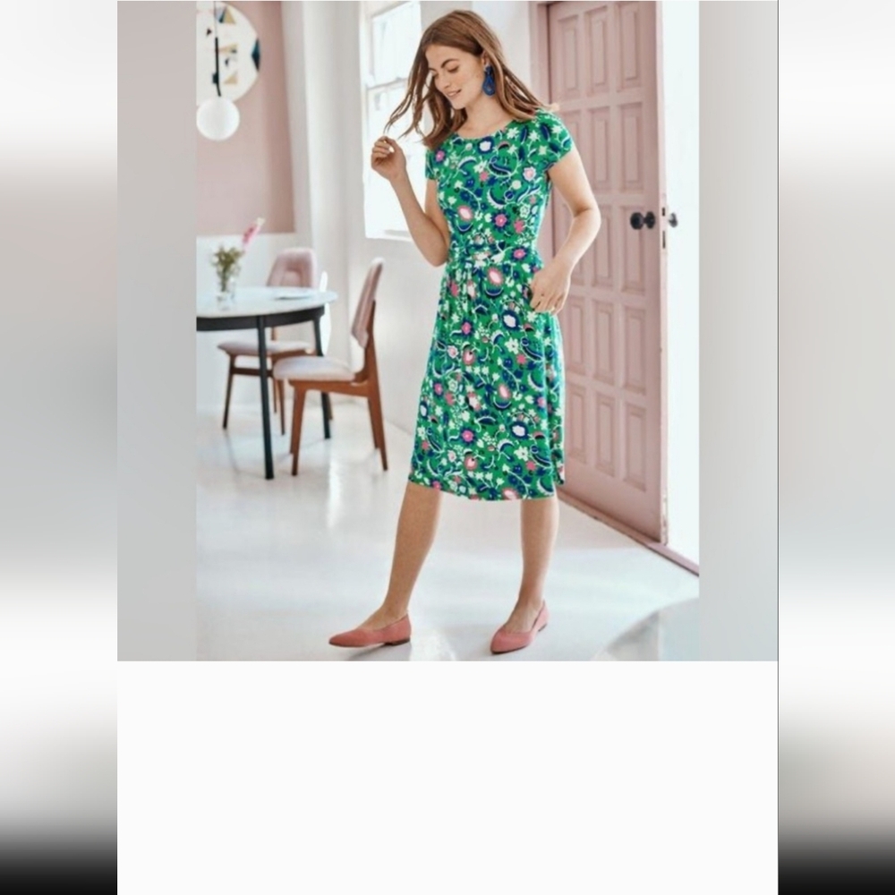 Boden Amelie Feminine Cottagecore Paisley Midi Dress with Pockets Size 4R